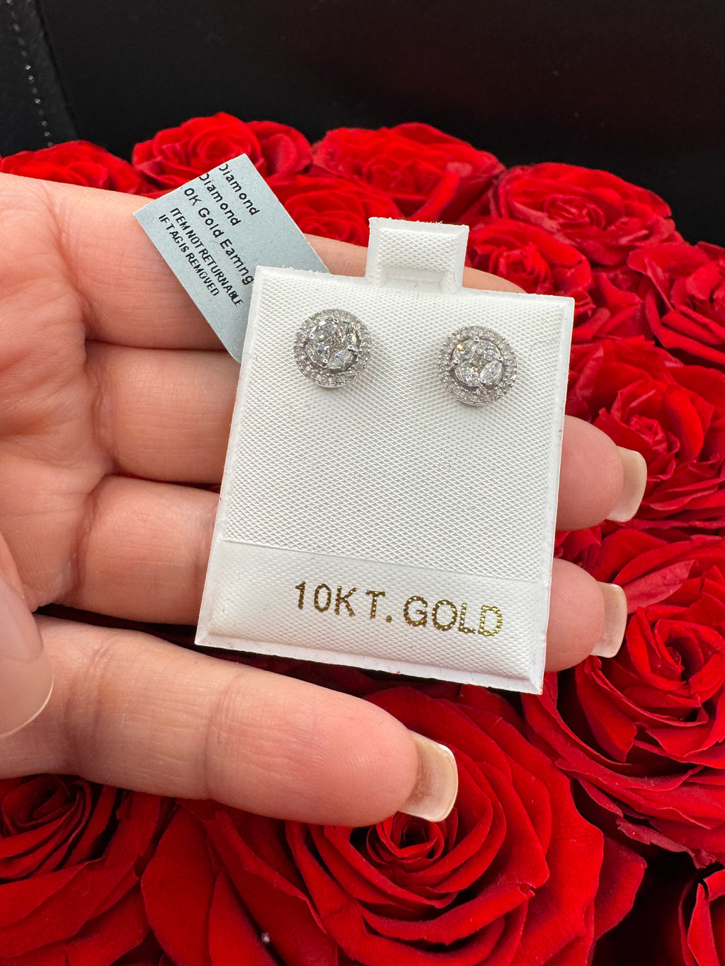 Aretes de Diamantes en oro blanco 10k