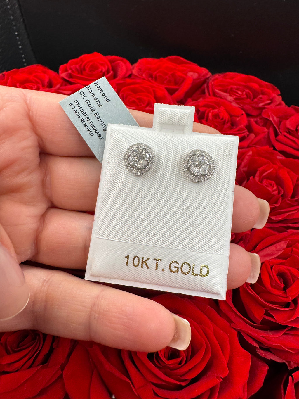 Aretes de Diamantes en oro blanco 10k