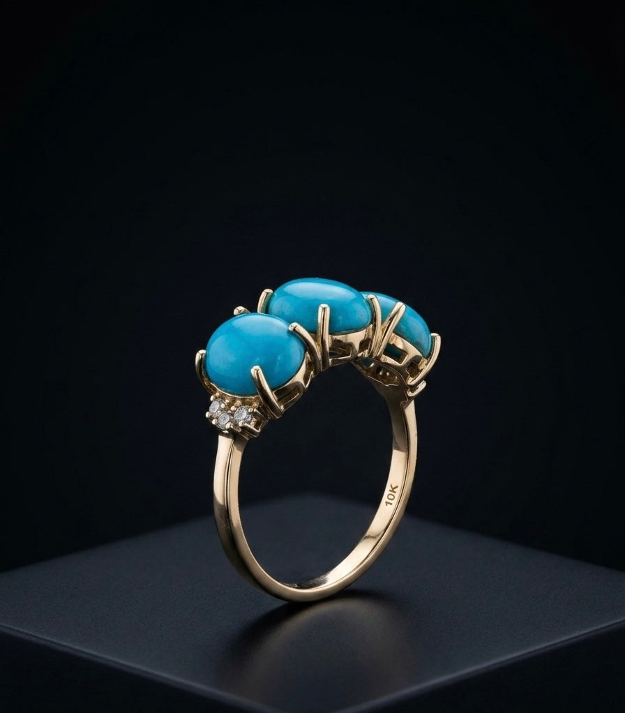 Anillo de turquesa con diamante