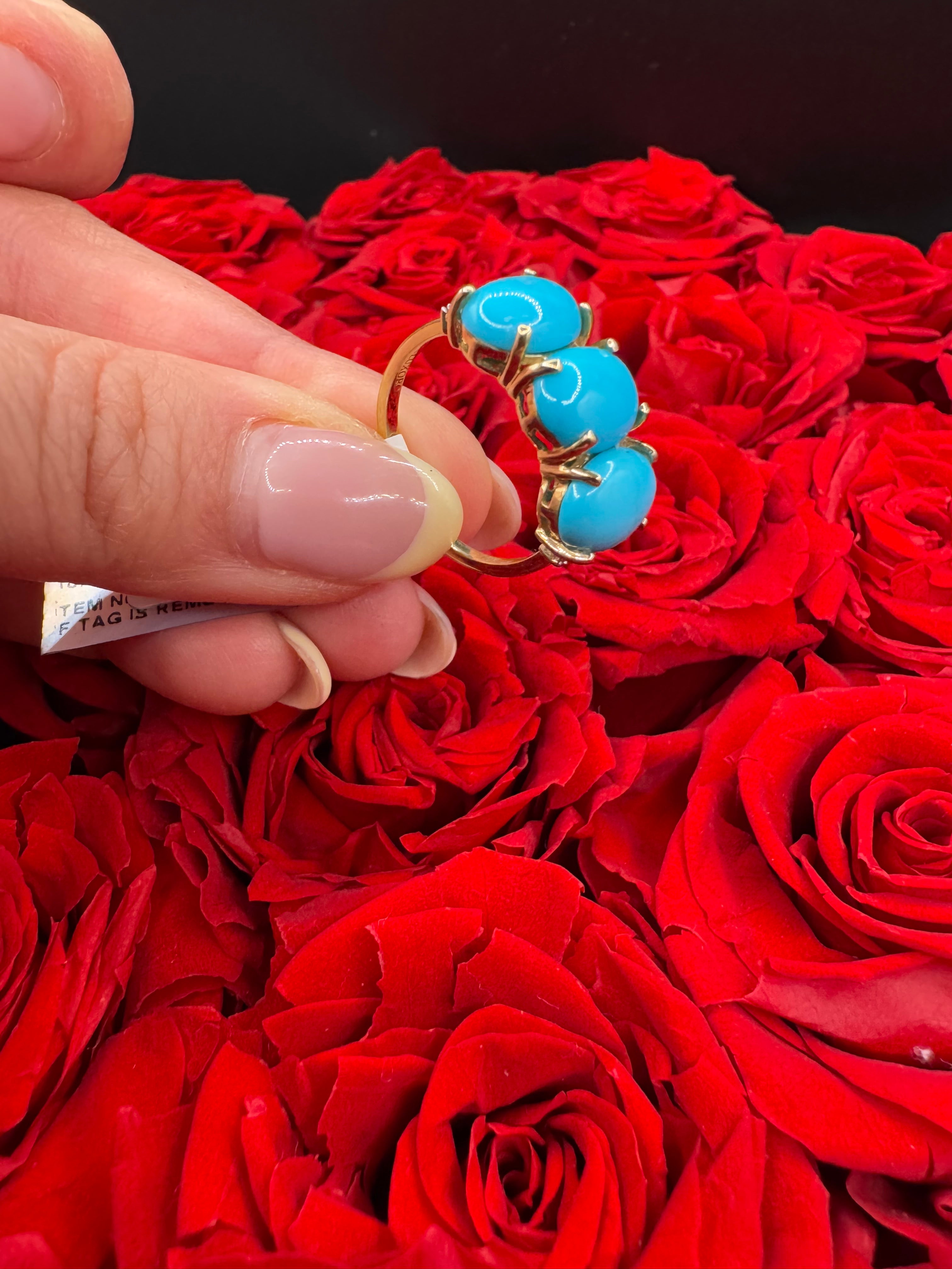 Anillo de turquesa con diamante 10k