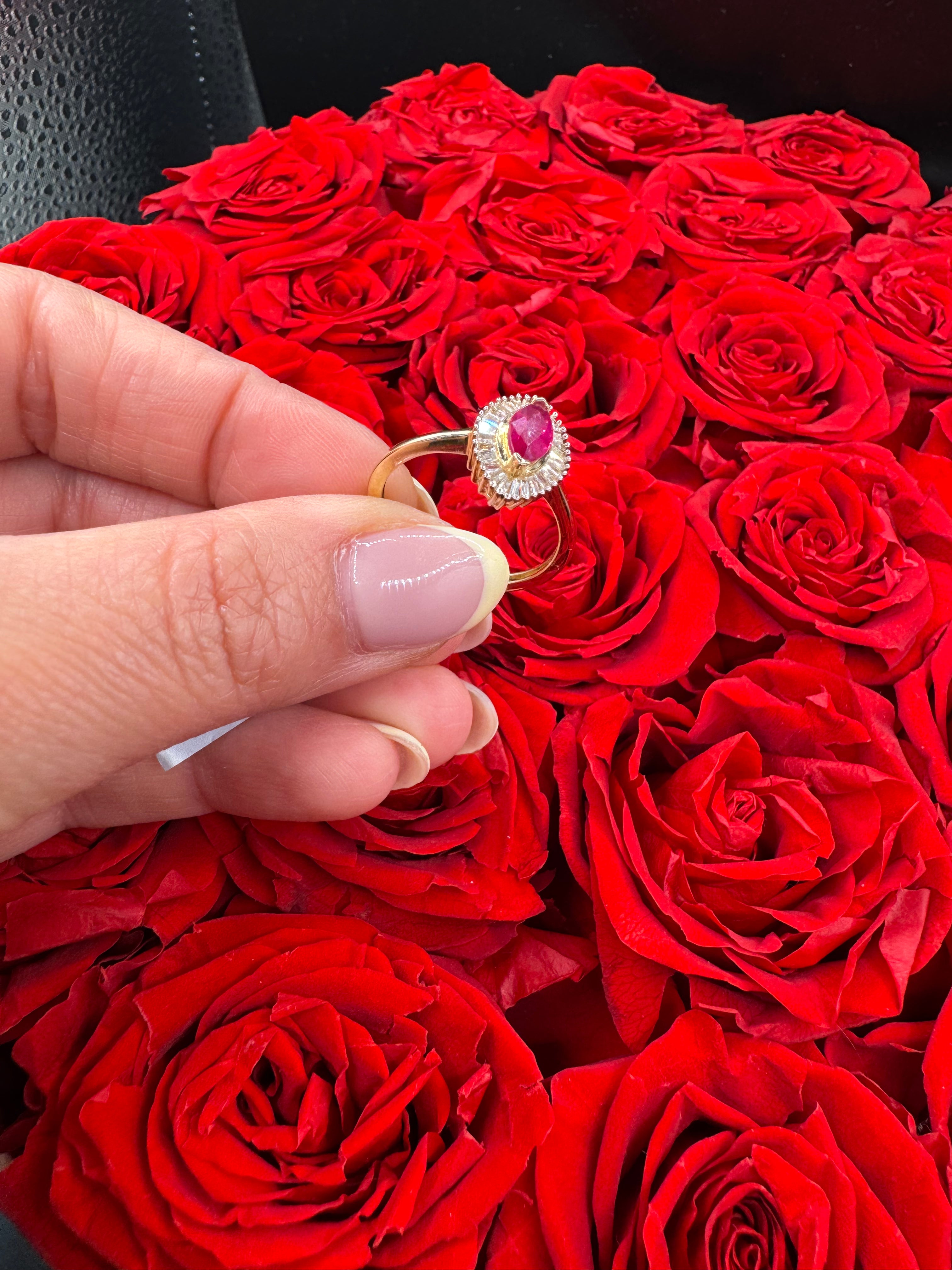 Anillo de Diamante con Rubí 10k