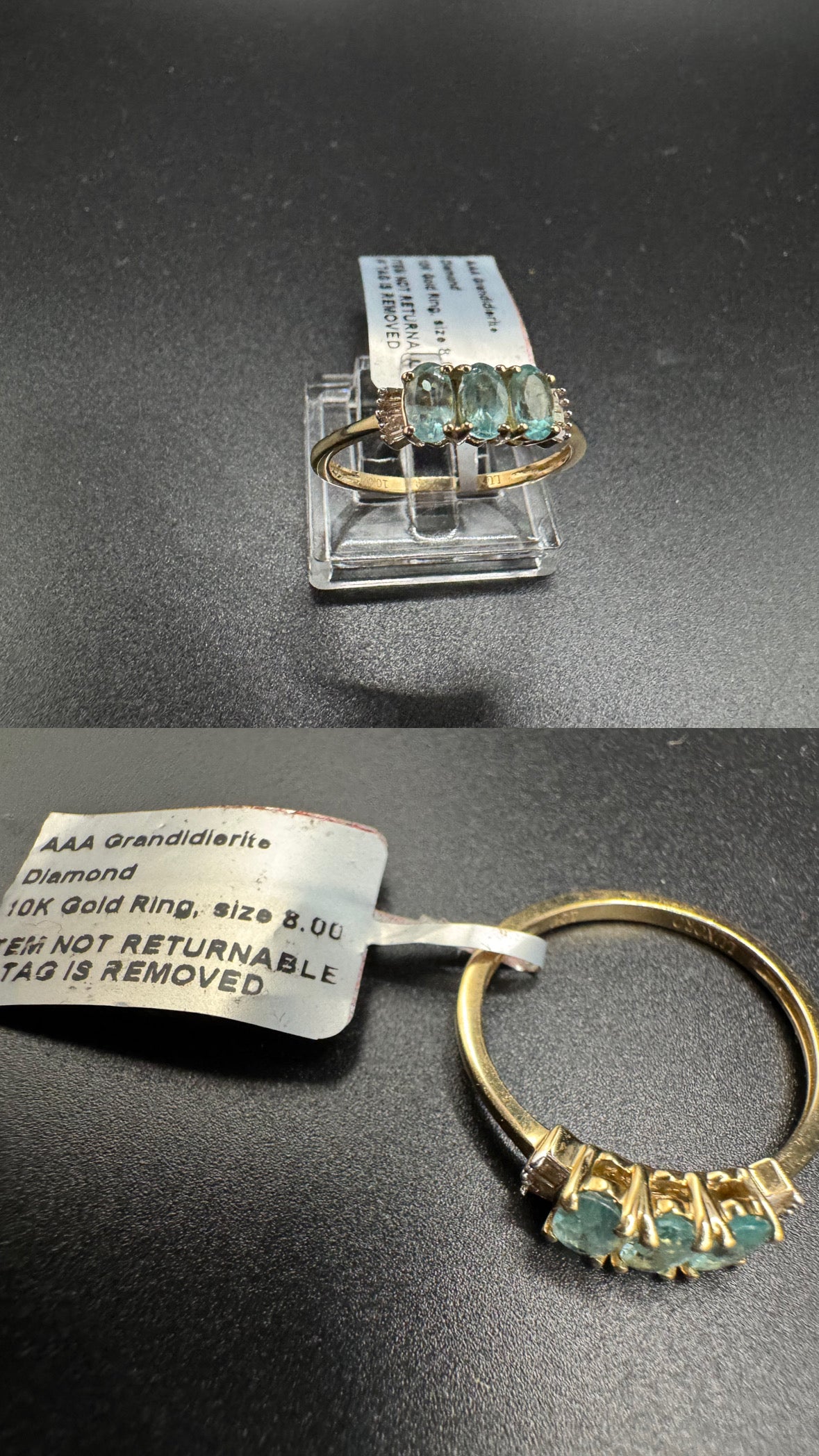 Anillo de Diamante natural con piedra Grandidierite 10k