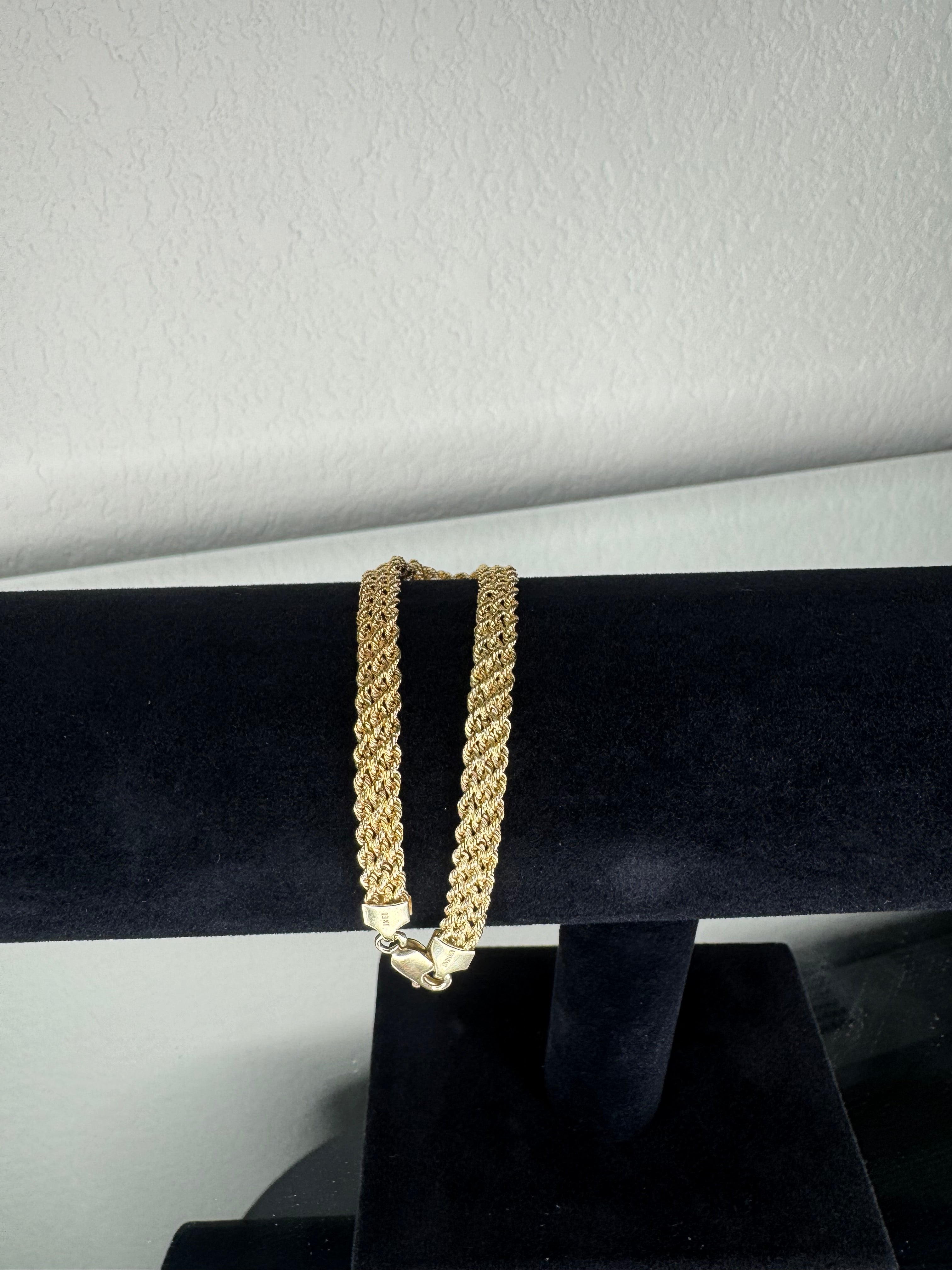 5.75MM 10K YELLOW GOLD MULTI STRAND ROPE BRACELET
