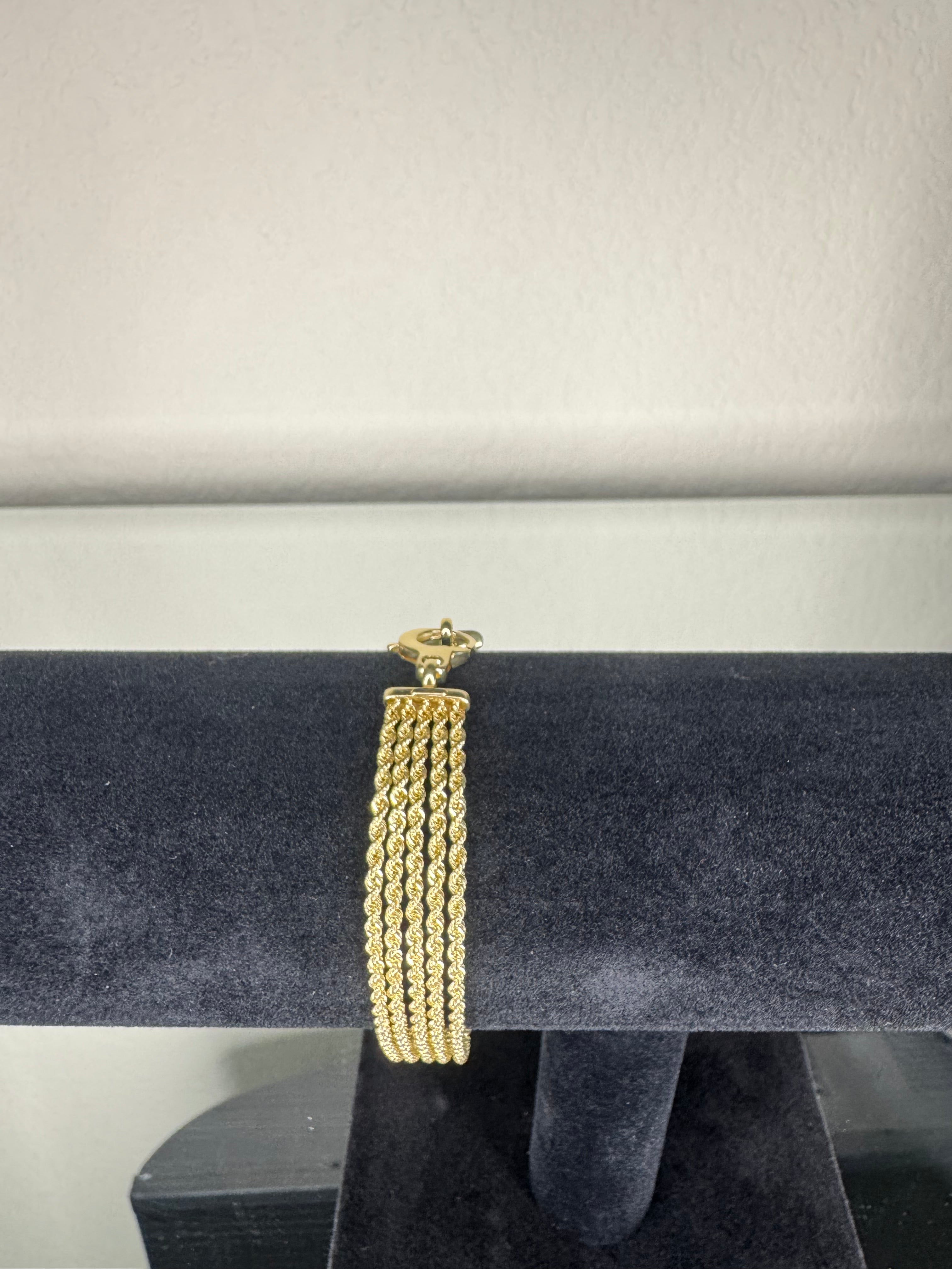 9MM 10K YELLOW GOLD MULTI STRAND ROPE BRACELET