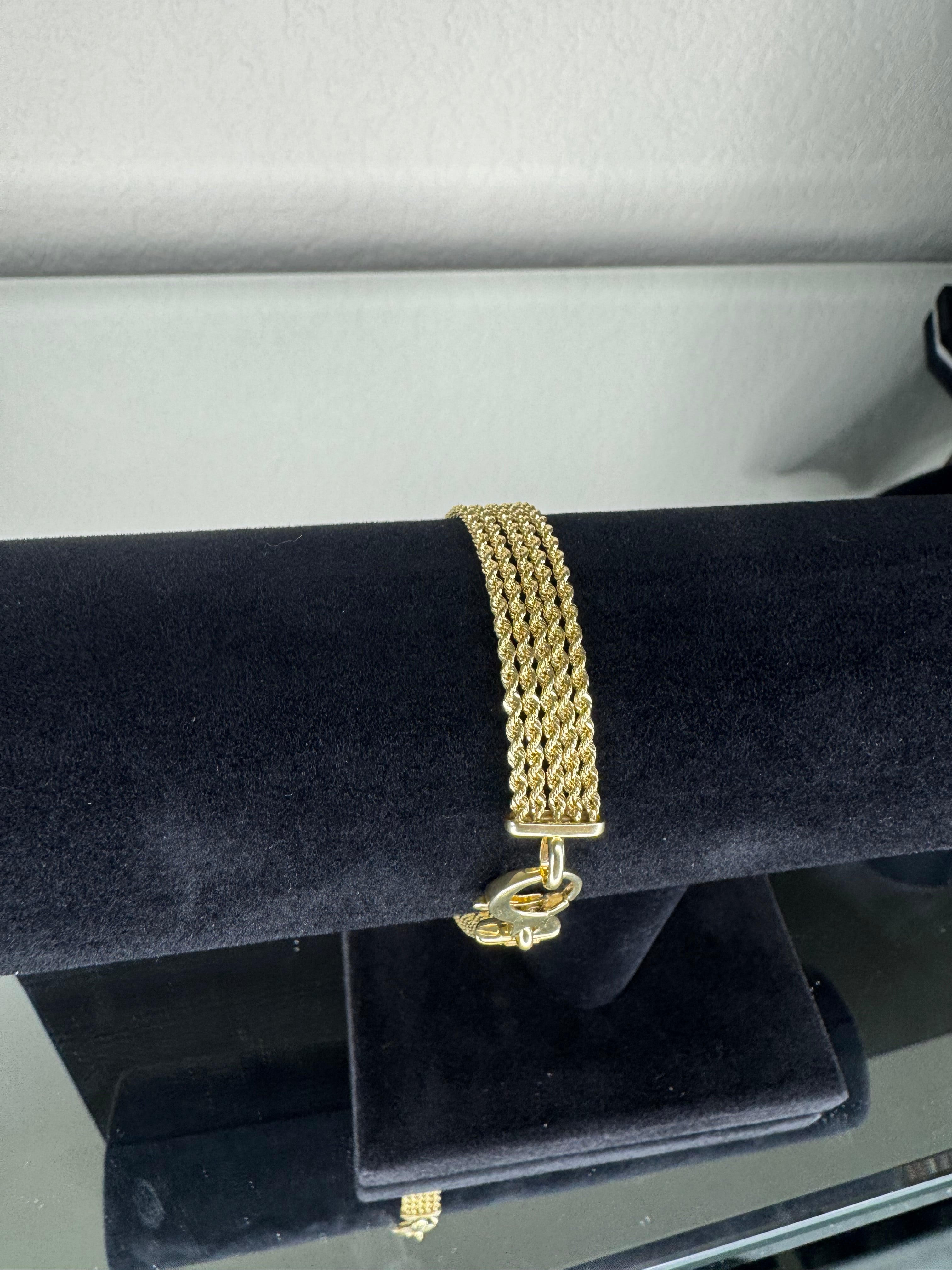 9MM 10K YELLOW GOLD MULTI STRAND ROPE BRACELET