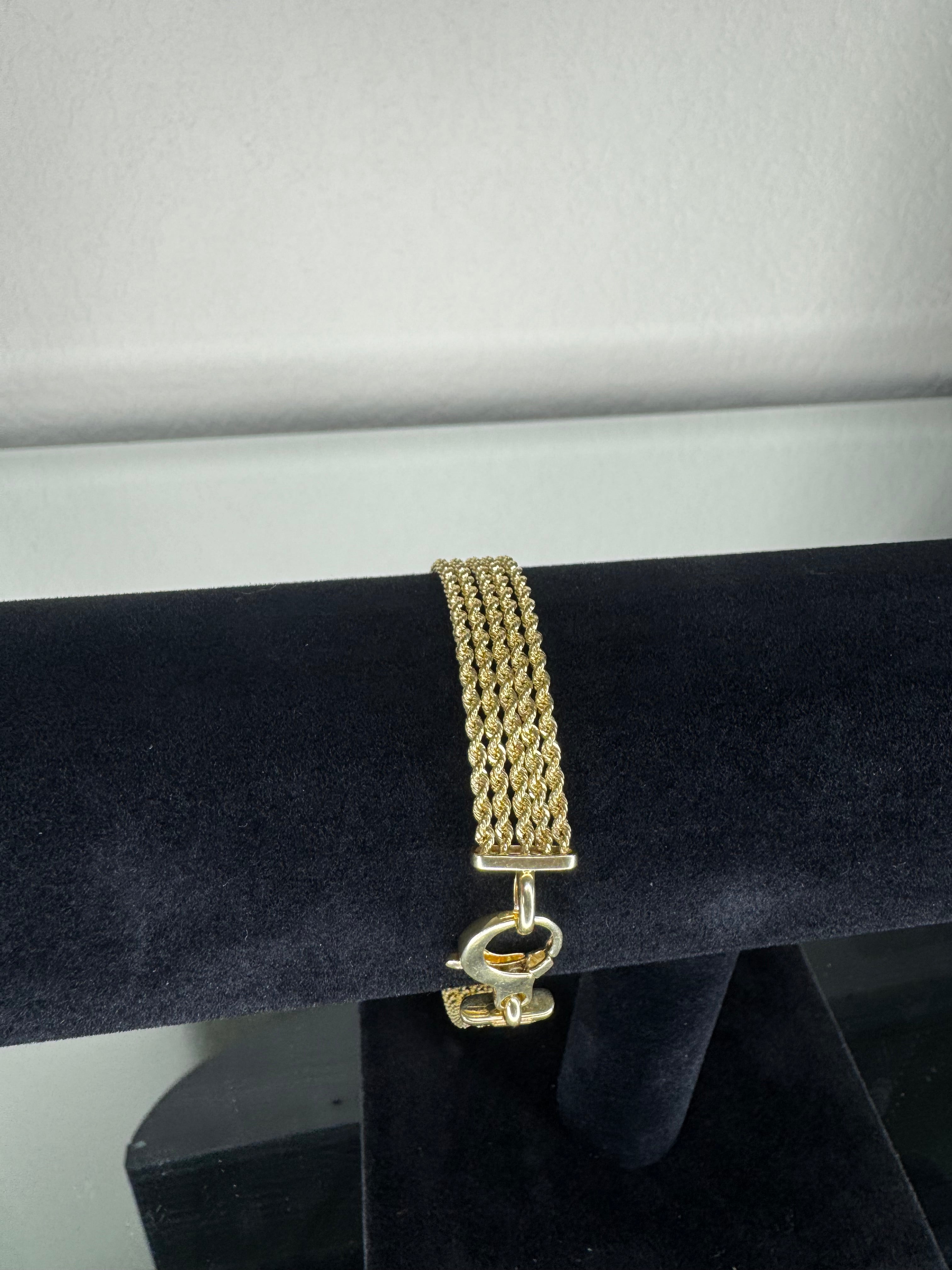 9MM 10K YELLOW GOLD MULTI STRAND ROPE BRACELET