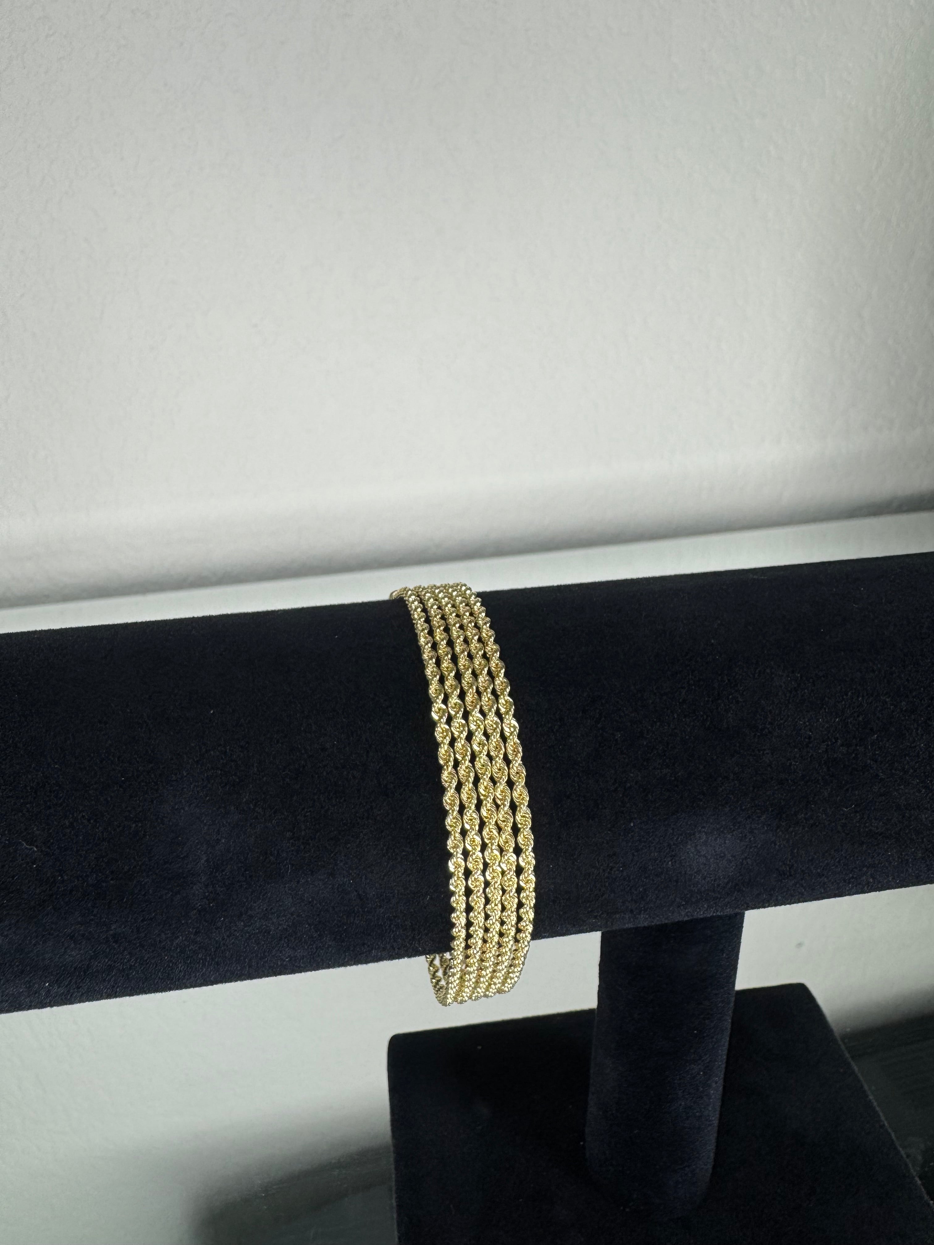9MM 10K YELLOW GOLD MULTI STRAND ROPE BRACELET