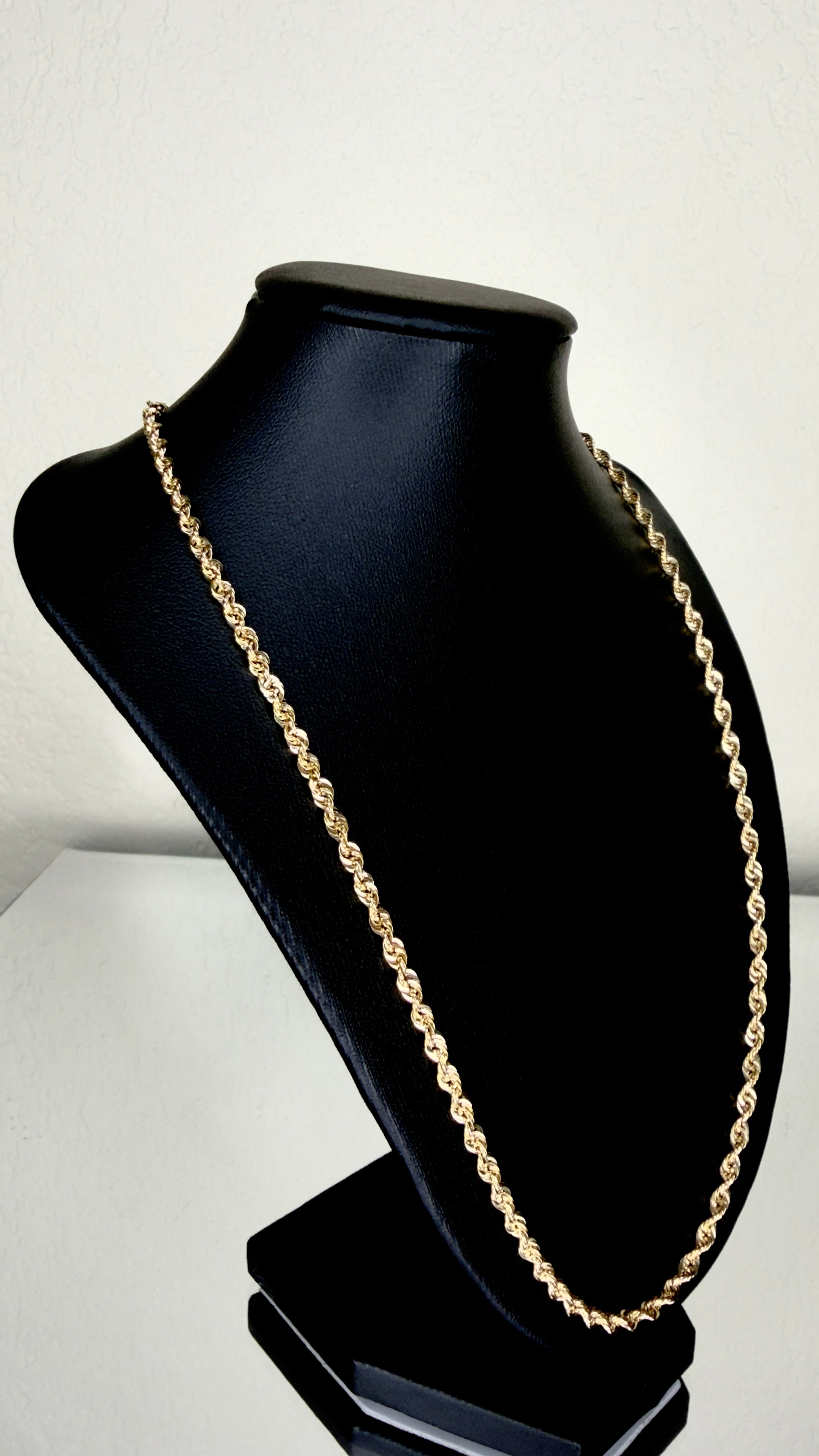 Hollow Rope Necklace 10K Yellow Gold 24 Length 2.5mm