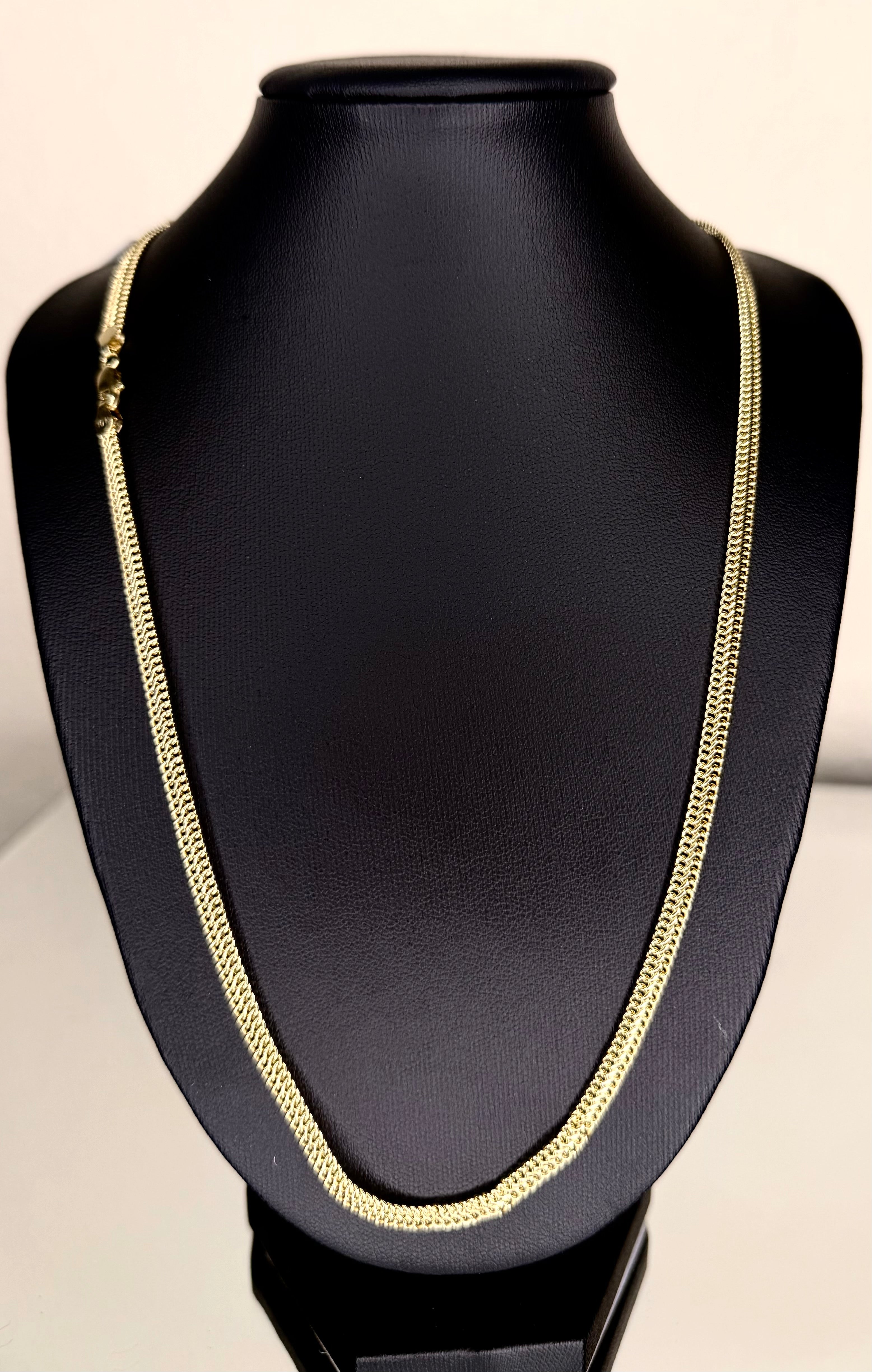 Hollow Bismark Chain Necklace 10K Yellow Gold 20" 4mm