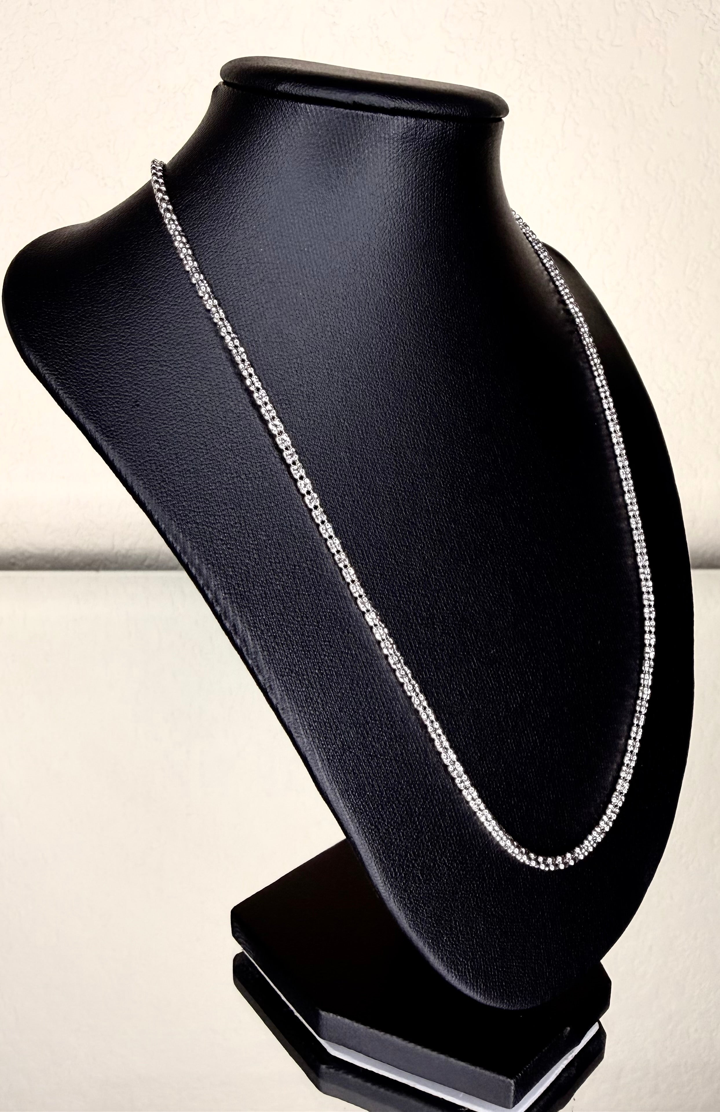 Diamond-Cut Ice Chain 10K White Gold