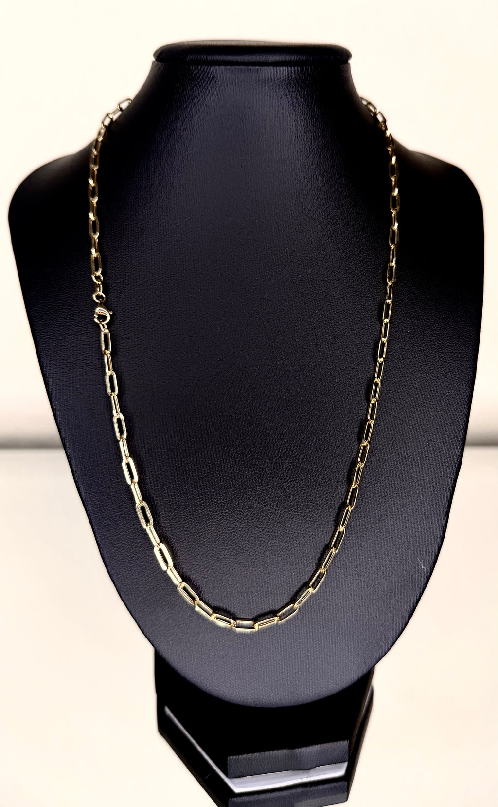 Solid Paperclip Chain Necklace 10K Yellow Gold 27" 4mm
