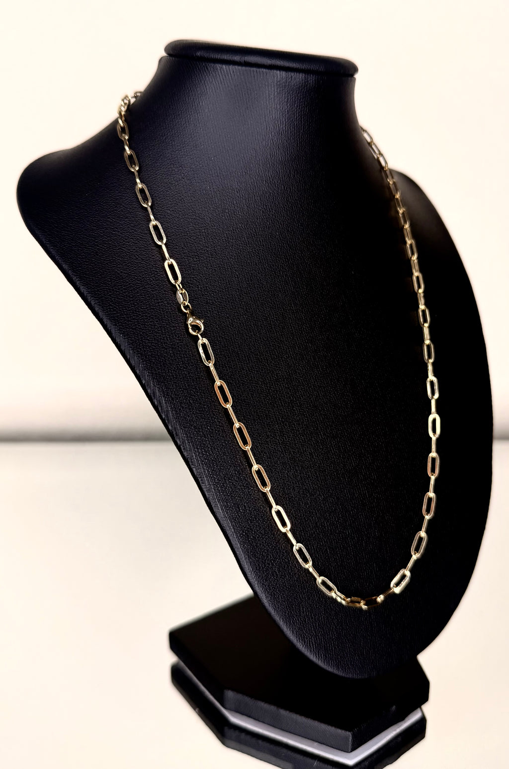 Solid Paperclip Chain Necklace 10K Yellow Gold 27" 4mm