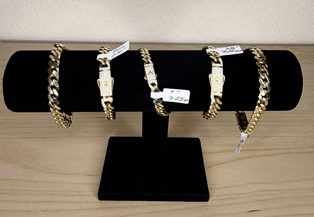 10K YELLOW GOLD MONACO CHAIN EDGE PAVÉ LOCK