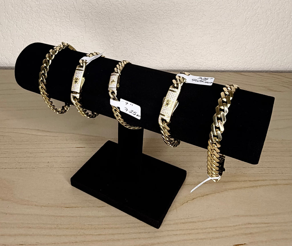 10K YELLOW GOLD MONACO CHAIN EDGE PAVÉ LOCK