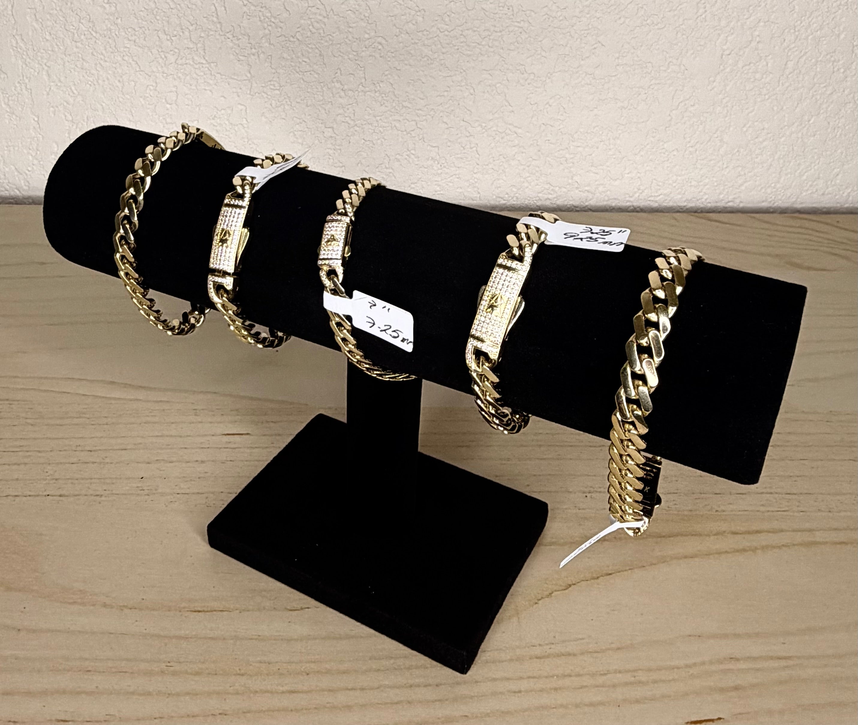 10K YELLOW GOLD MONACO CHAIN EDGE PAVÉ LOCK